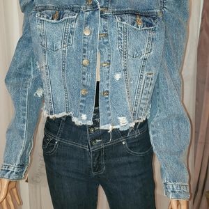 Distressed denim jacket